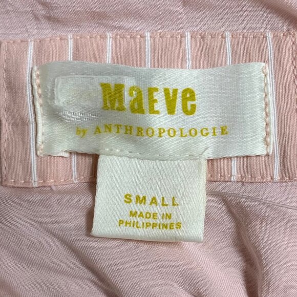 NWT Anthropologie Shirred Striped Peplum Cropped Top, Size Small, Pink/White - Picture 5 of 8